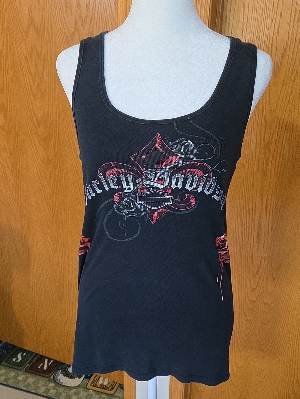 #11 Harley-Davidson Women's Black Tank Top with Red Graphic